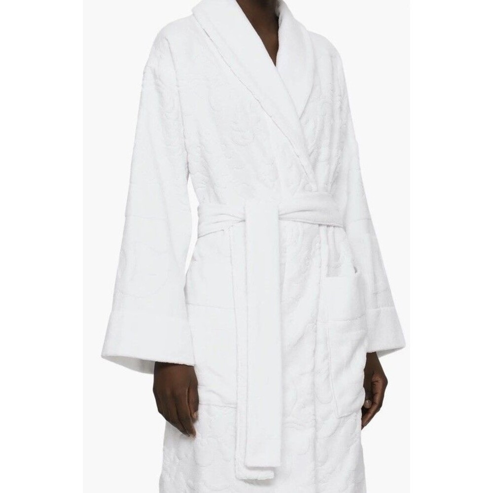 Dolce & Gabbana Casa Dg Logo Jacquard Bath Robe Large White $595 View 3